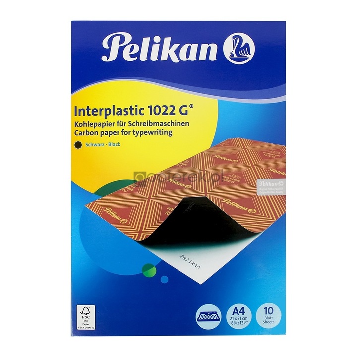Hartie Indigo Pelikan Interplastic 1022 G, 100 coli, negru, pentru dactilografiere