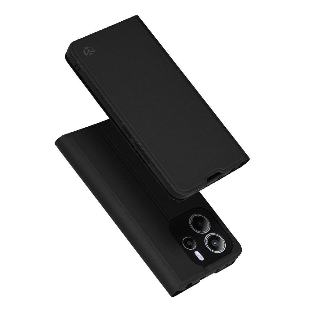 Husa pentru Xiaomi Redmi Note 14 4G (164, 84 x 78, 15 x 8, 16mm), SKYDDAR INNOVATION, Prestige, tip Carte cu Portofel Interior, Negru, set cu sticker