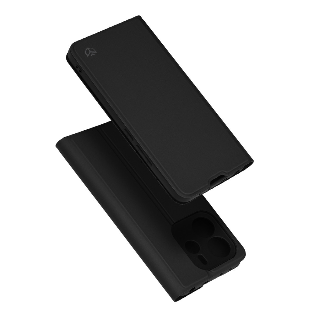 Husa pentru Xiaomi Redmi Note 14 4G (164, 84 x 78, 15 x 8, 16mm), SKYDDAR INNOVATION, Prestige, tip Carte cu Portofel Interior, Negru, set cu sticker