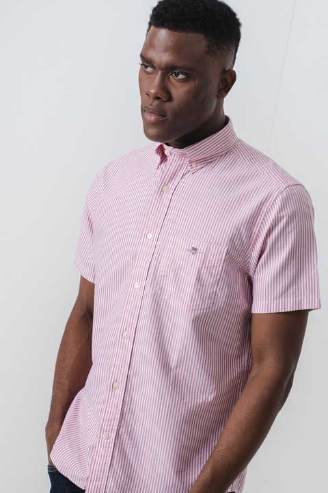 Gant, Rövid ujjú ing logós részlettel, Fehér/Sötétpiros