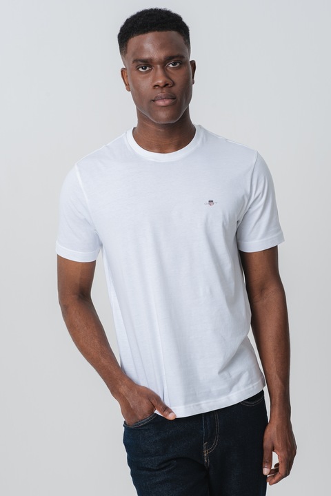 Gant, Tricou cu decolteu rotund, Alb optic