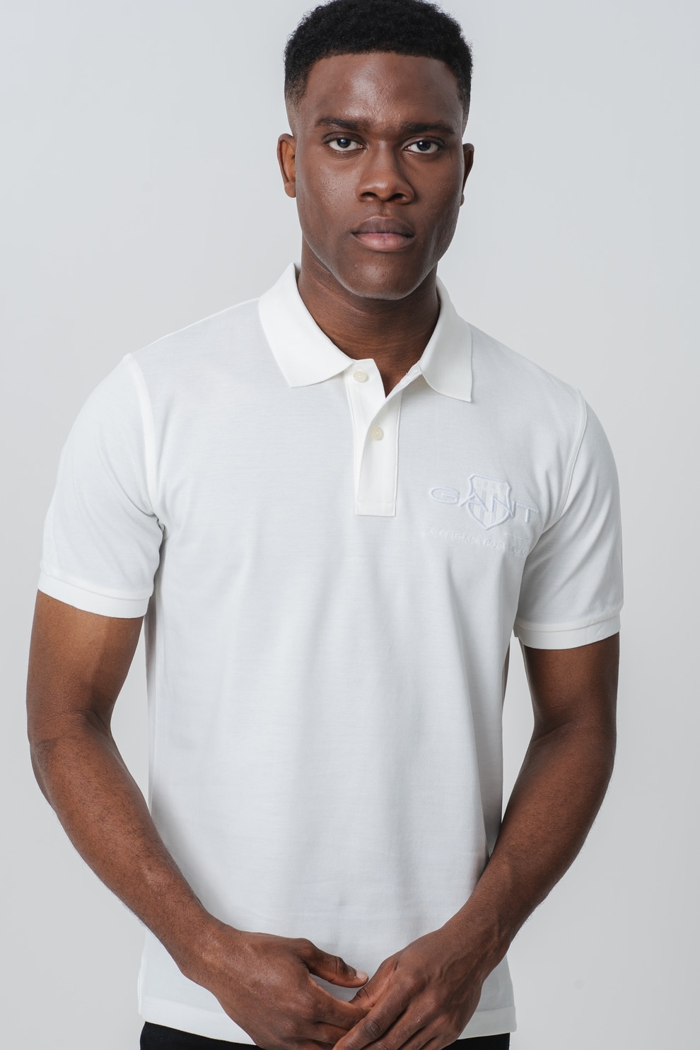 Gant, Tricou polo cu logo, Alb fildes, L
