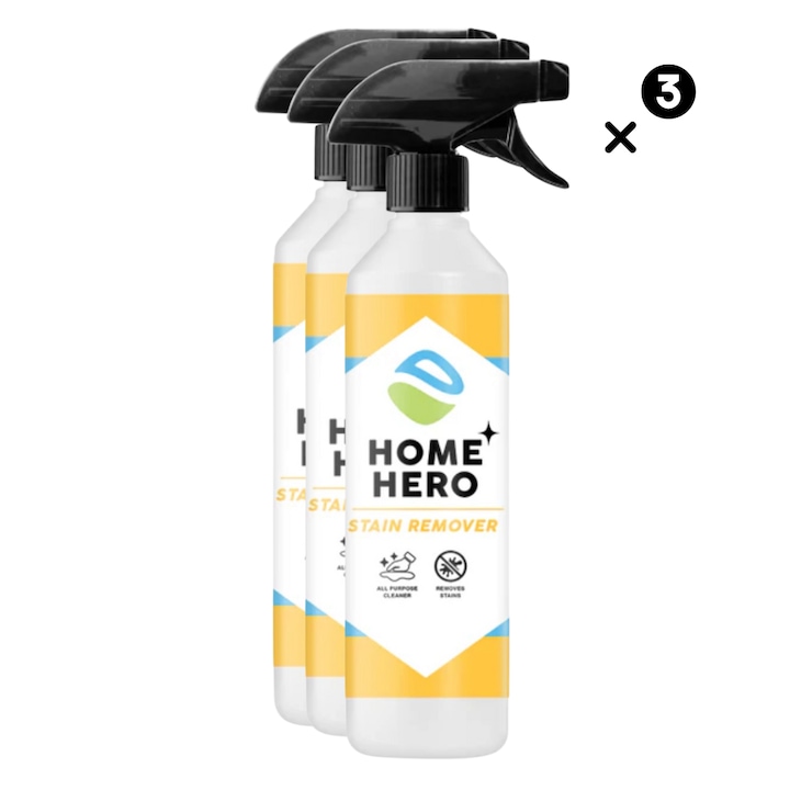 Set 3 x Solutii de Indepartat Pete si Murdarie dificila, Pachet HoReCa, Stain Remove, Home Hero, 500ml