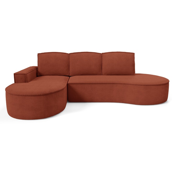 Ъглов диван Sofello MOLLY, функция за сън, оранжев, 277x157 см