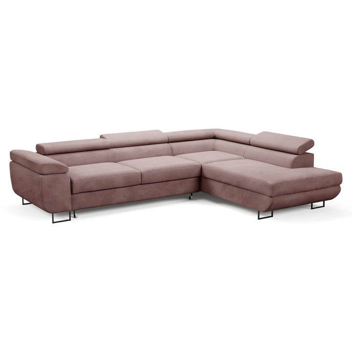 Coltar Sofello OCTAVIO, roz, functie de somn, dimensiuni 273x203cm