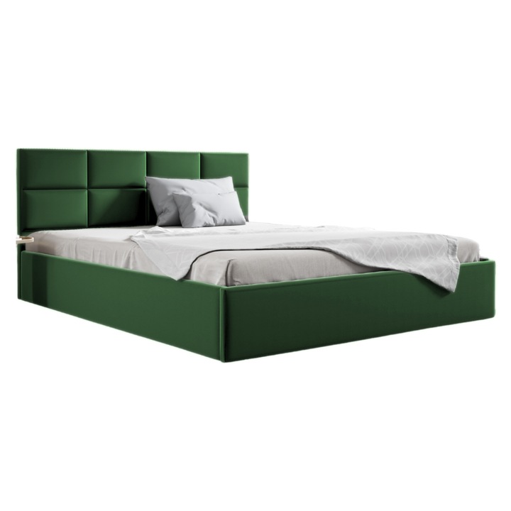 Pat GOBI 140x200, cu suport pentru lenjerie, cadru metalic, verde