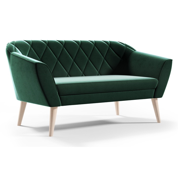 Sofa 2 persoane GLORIA, Sofello, stil scandinav, verde, 140x70cm