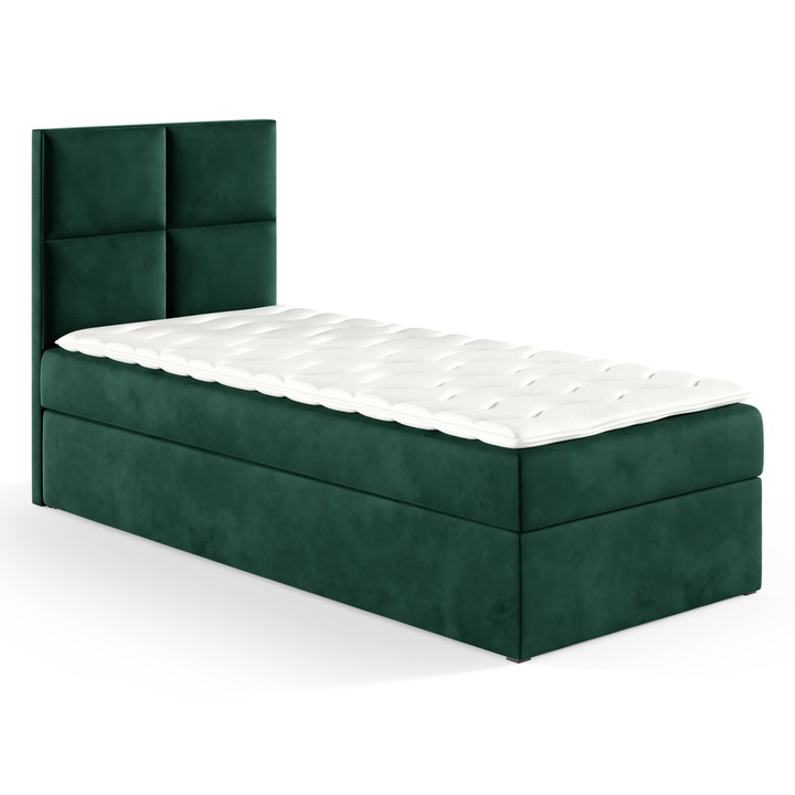 Pat continental Sofello GOBI Box 90x200, 2 containere pentru lenjerie, verde