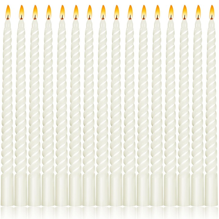 Комплект Jeffouoo от 16 спираловидни свещи, бели, 25,4 см, бездимни, за празнични събития