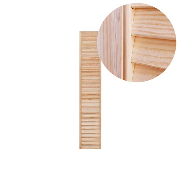 Usi traforate, Fatada sertar, Lamelar, Lemn de pin, Pentru dressing, Dormitor, Bucatarie, Prestige, 44,4 x 242,2