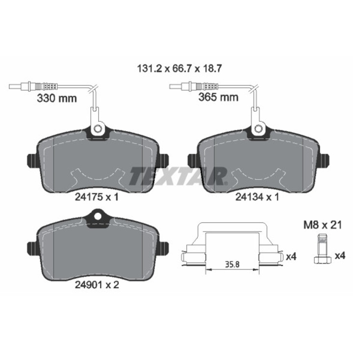 Fékbetét készlet, tárcsafék TEXTAR 2417501