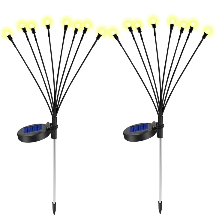 Napelemes kerti lámpák, 2 darabos szett, IP65, 8 LED, meleg fény, kreatív dizájn
