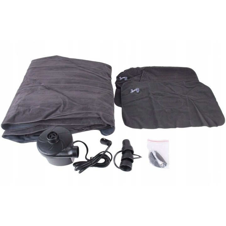 Комплект надуваем матрак и възглавници Buyya, 135x80x45см/33x21x9см, черно/синьо, с гнездо за запалка за кола