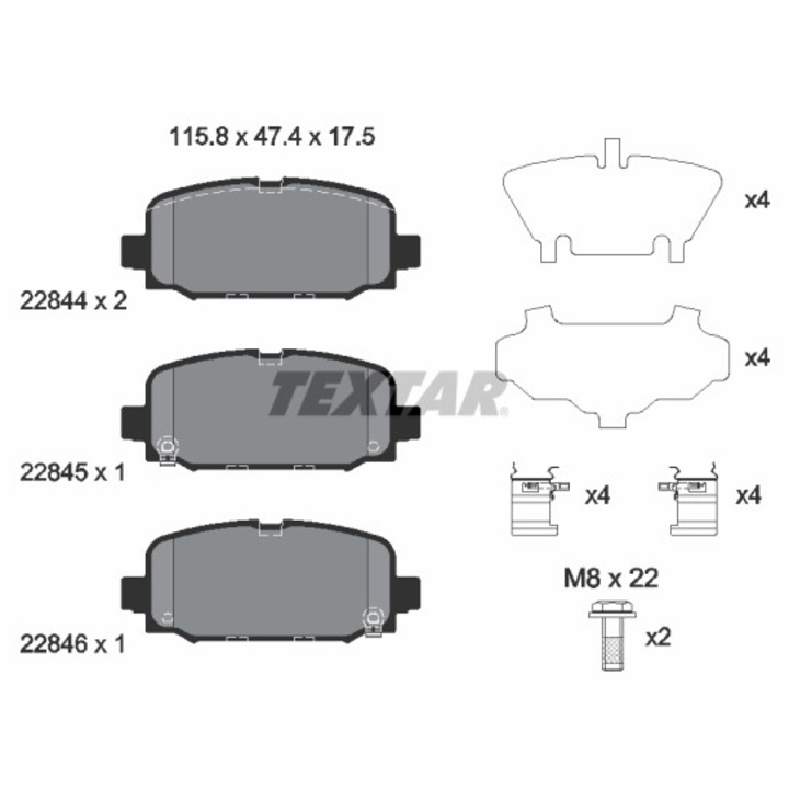 Fékbetét készlet, tárcsafék TEXTAR 2284401