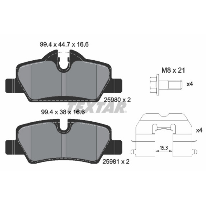 Fékbetét készlet, tárcsafék TEXTAR 2598001