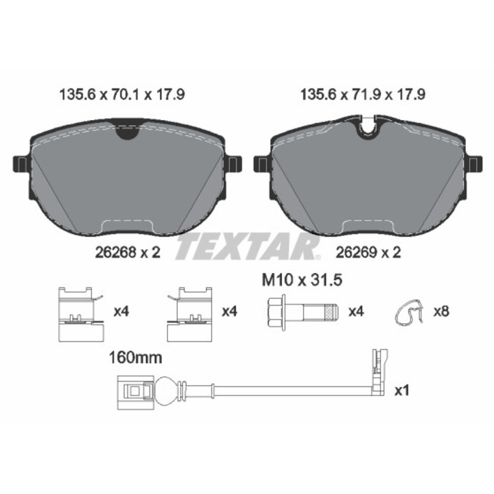 Fékbetét készlet, tárcsafék TEXTAR 2626801