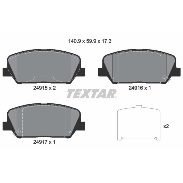 Fékbetét készlet, tárcsafék TEXTAR 2491501