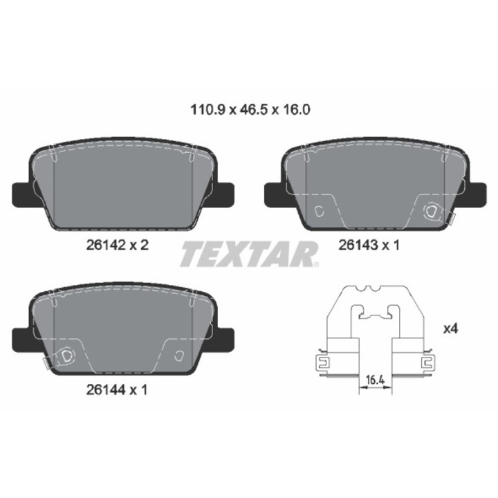 Fékbetét készlet, tárcsafék TEXTAR 2614201