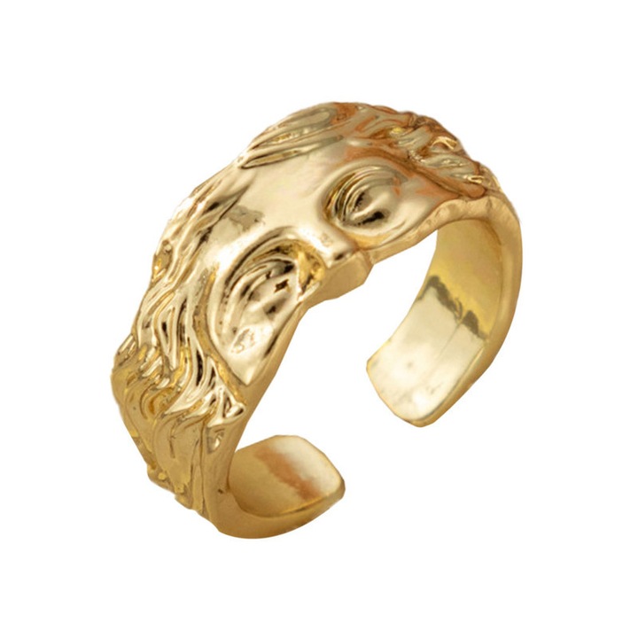 Inel barbati Venus, design ajustabil, stil vintage, auriu