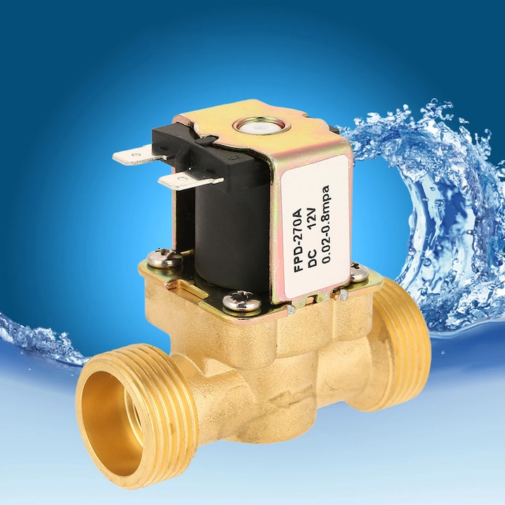 Соленоиден вентил, Dussdote, 1/2", пластмаса, за контрол на водата, 220V