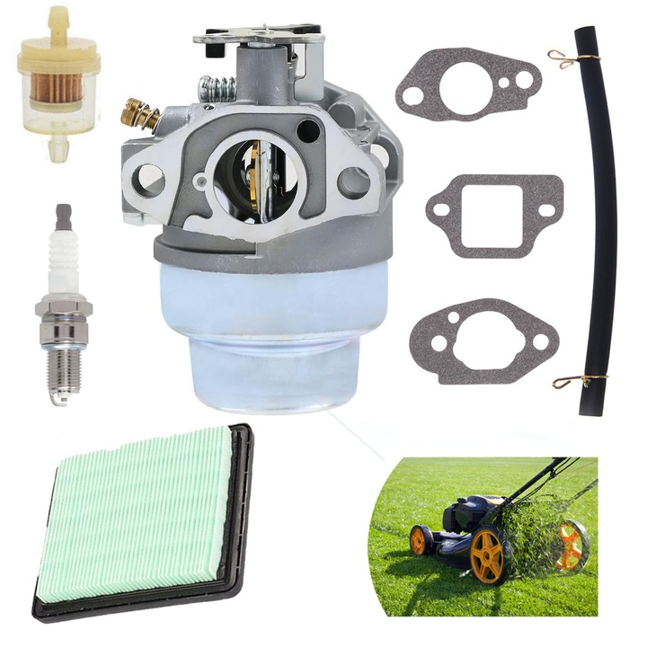 Kit carburator, Dussdote, pentru masini de tuns iarba, cu bujie si filtre, set complet de accesorii