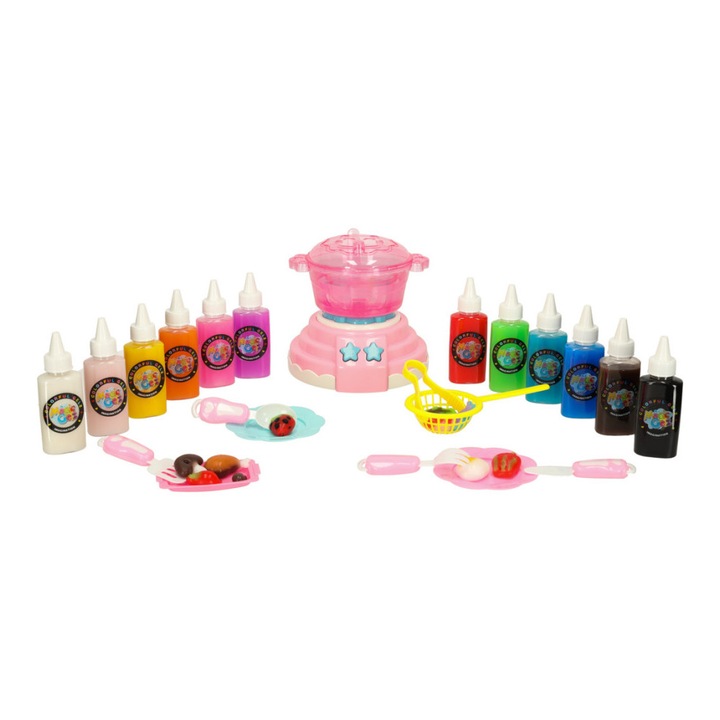 Set Creative Magic Kitchen, Gel colorat magic pentru crearea figurilor 3D cu lumina si sunet