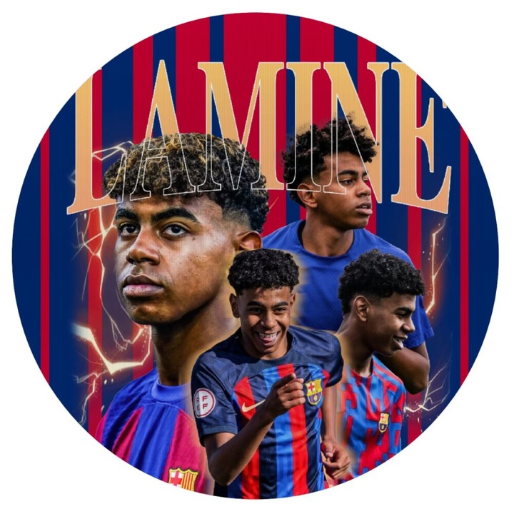 Mousepad rotund 20cm, Lamine yamal FCB, silicon, 3mm grosime