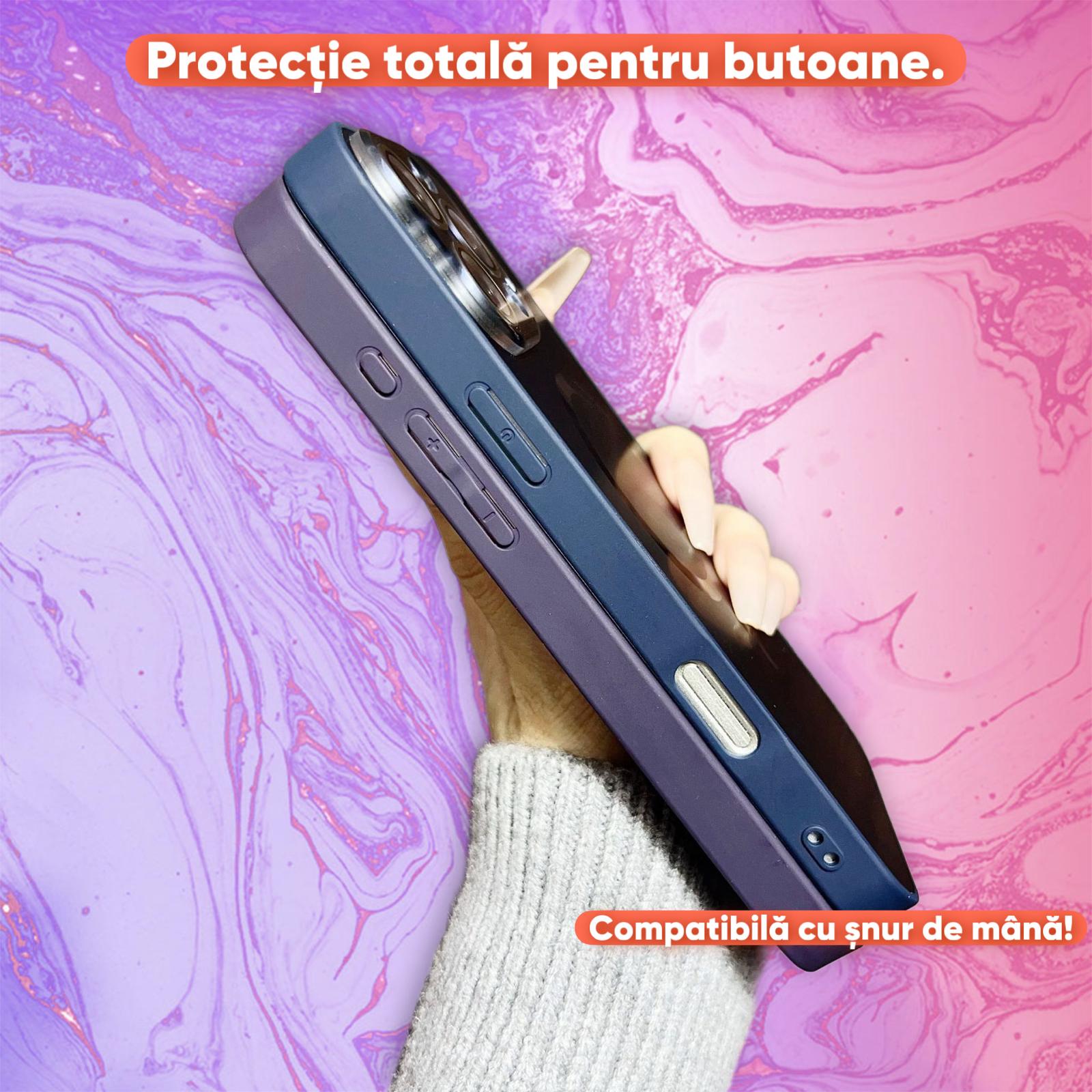 Husa de Protectie Pentru iPhone 13 ProMax MagSafe, model Negru lucios cu efect 3D tip pana, design elegant si protectie completa inclusiv Lentile impotriva socurilor si zgarieturilor