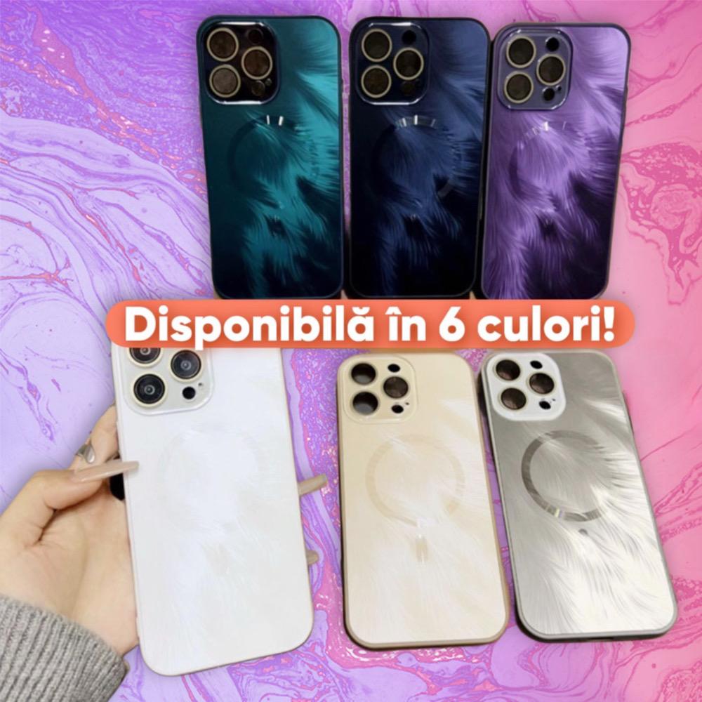 Husa de Protectie Pentru iPhone 13 ProMax MagSafe, model Negru lucios cu efect 3D tip pana, design elegant si protectie completa inclusiv Lentile impotriva socurilor si zgarieturilor