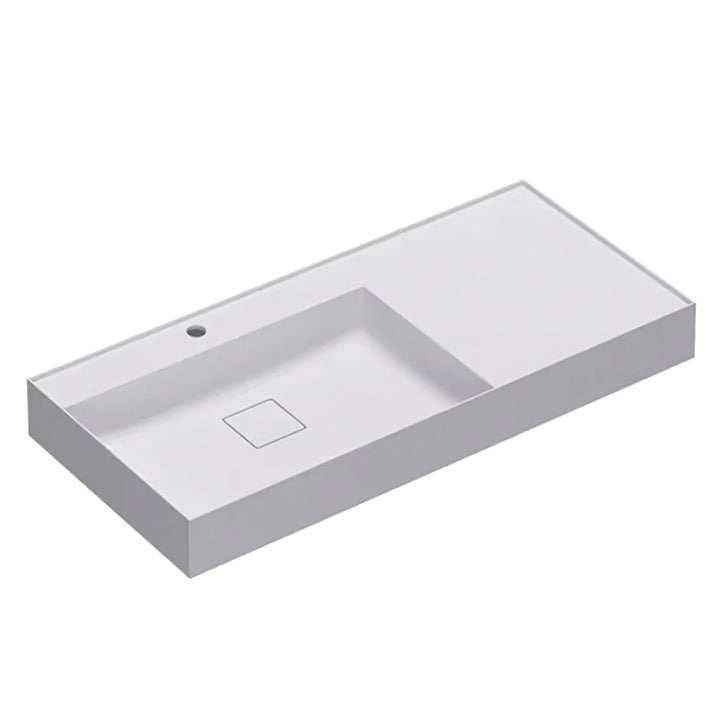 Lavoar, compozit mineral, montaj suspendat sau pe blat, scurgere ascunsa, 100x46 cm, Alb Mat, Ego-630
