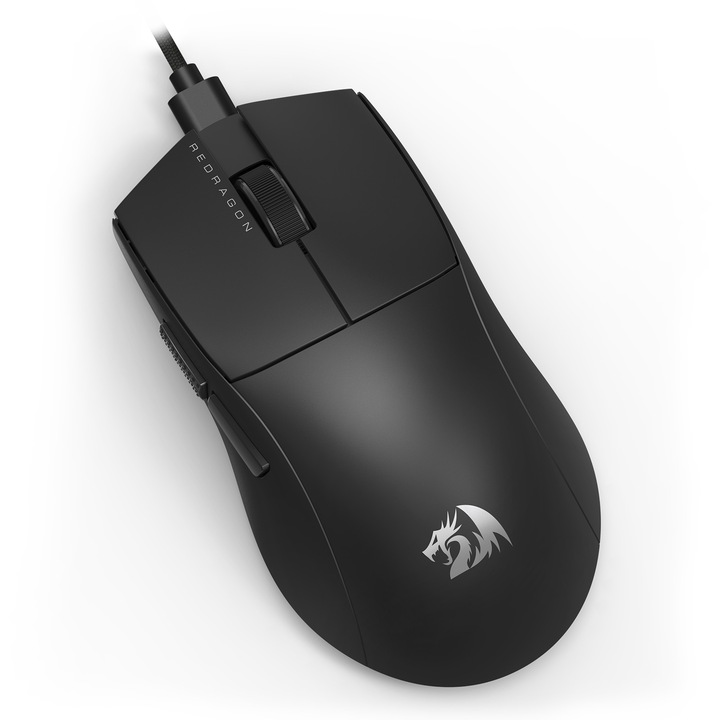 Gamer egér M724 Redragon K1ng 1K, 12400 DPI, vezetékes, leválasztható kábel, teflon talpak, USB Type-C csatlakozó, fekete