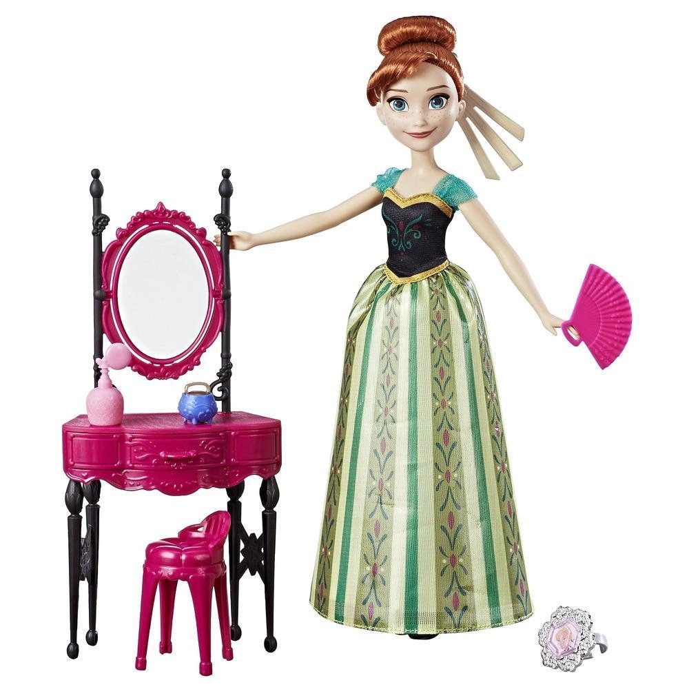 Papusa Hasbro Disney Regatul de Gheata Anna si masuta de infrumusetare