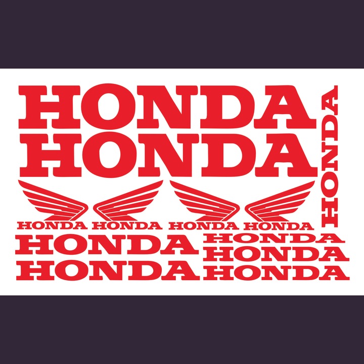 Set 11 Stickere Motocicleta Honda, Moto, 30x18 cm, rosu
