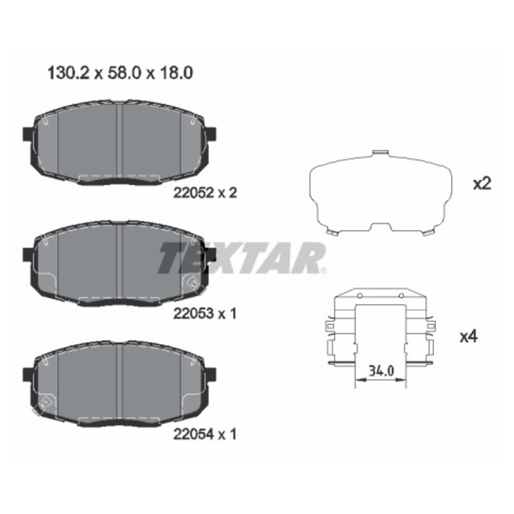 Fékbetét készlet, tárcsafék TEXTAR 2205203