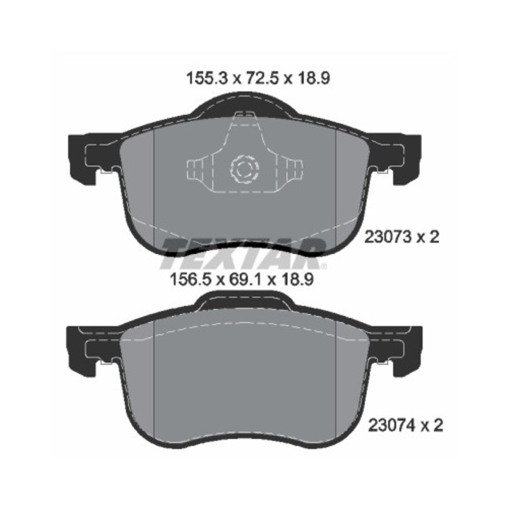 Fékbetét készlet, Textar, 2307303, 155,1x72,5mm, 2,04kg