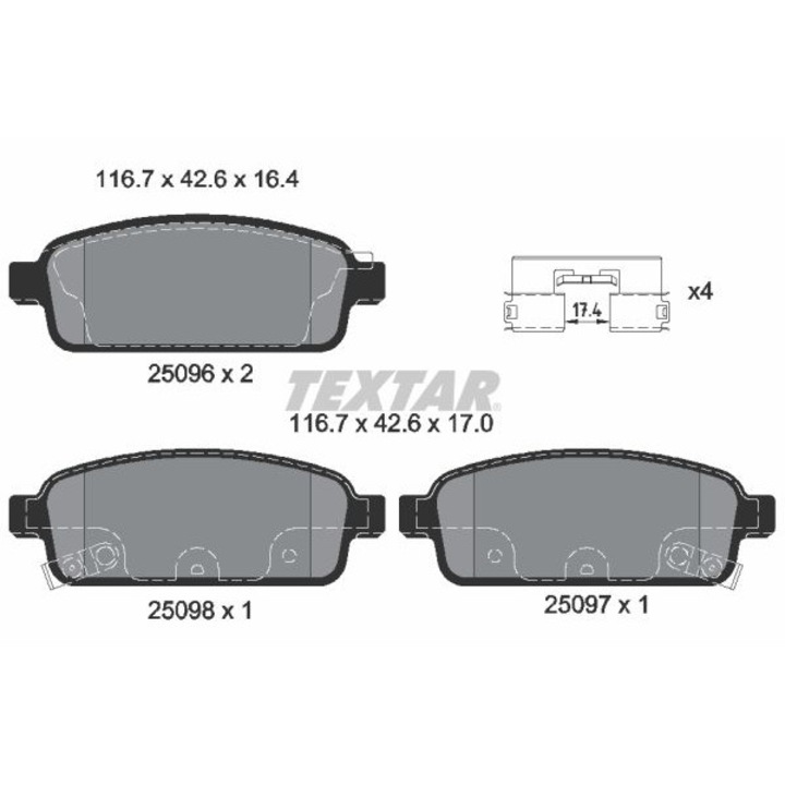 Fékbetét készlet, tárcsafék TEXTAR 2509602