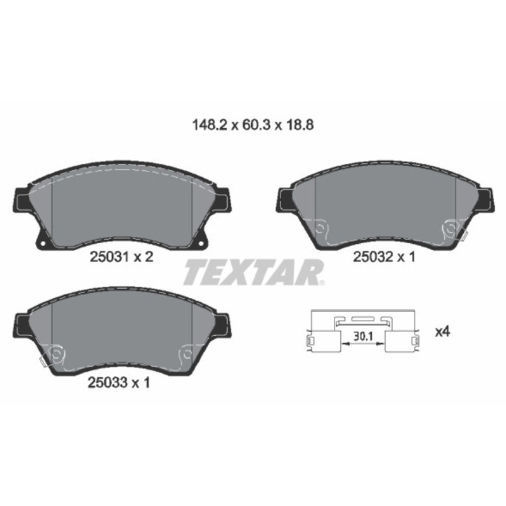Fékbetét készlet, tárcsafék TEXTAR 2503101