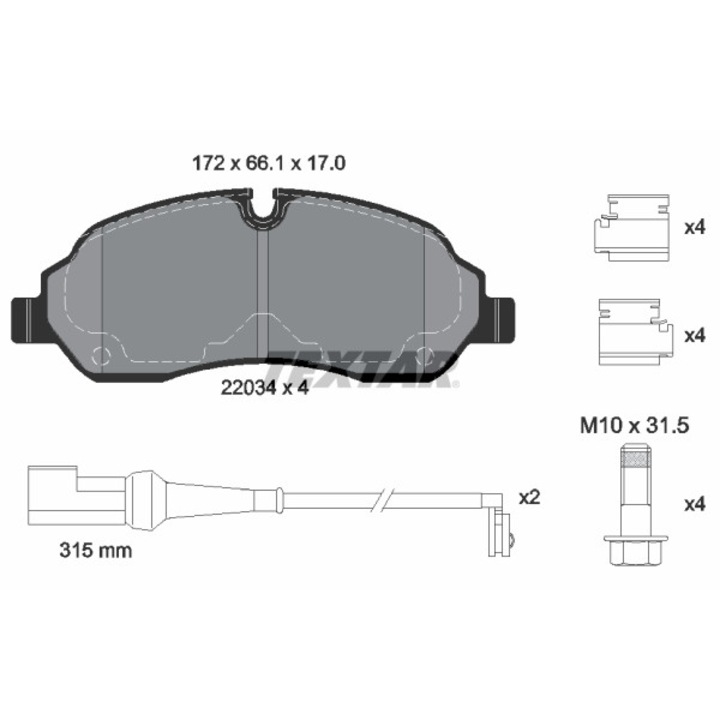 Fékbetét készlet, tárcsafék TEXTAR 2203401