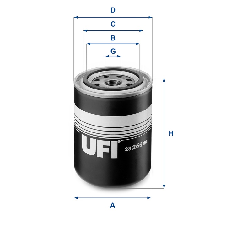 Filtru ulei UFI 23.256.00, 62x97mm, 3/4-16 UNF, cu supapa de retur