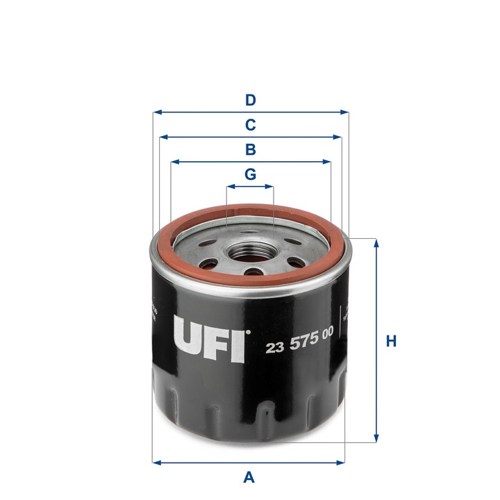 Filtru ulei UFI 23.575.00, cu supapa de retur, 62x78,5mm, 3/4-16 UNF