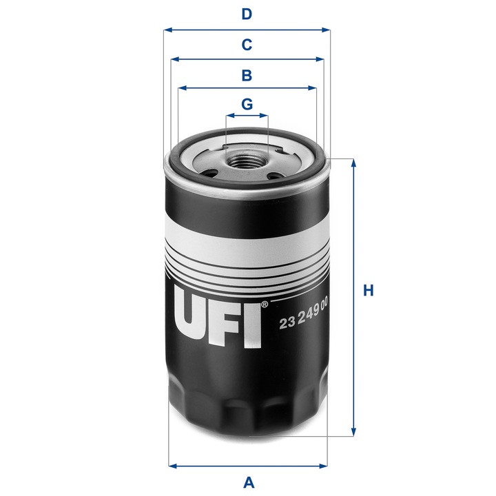 Filtru ulei UFI 23.249.00, 2 supape, 76x123mm