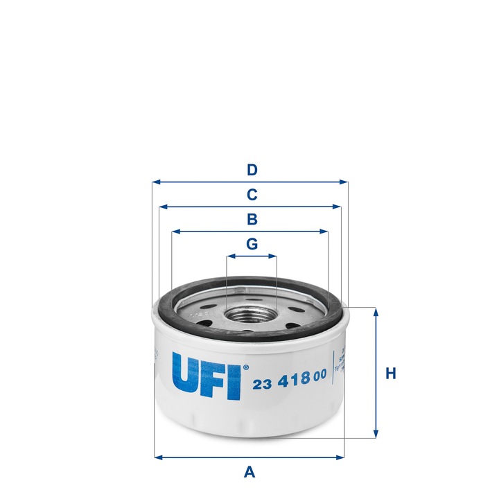 Filtru ulei UFI 23.418.00, cu supapa de retur, diametru 79mm, inaltime 52,5mm