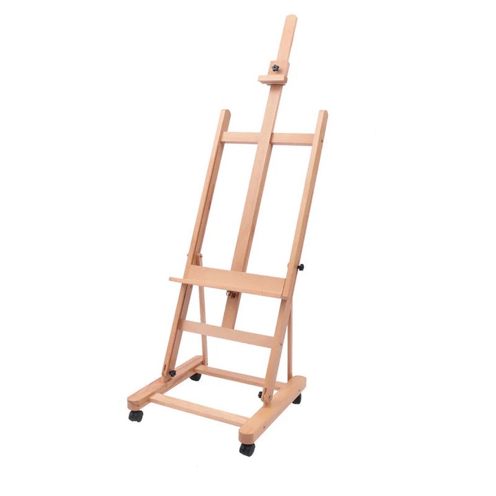 Festőállvány H-tárcsával, Biax, bükkfa, 240 cm, állítható szög 0-90, teherbírás 30 kg