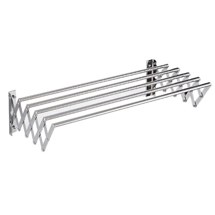 Behúzható alumínium ruhaszárító fali konzollal és 5 rúddal