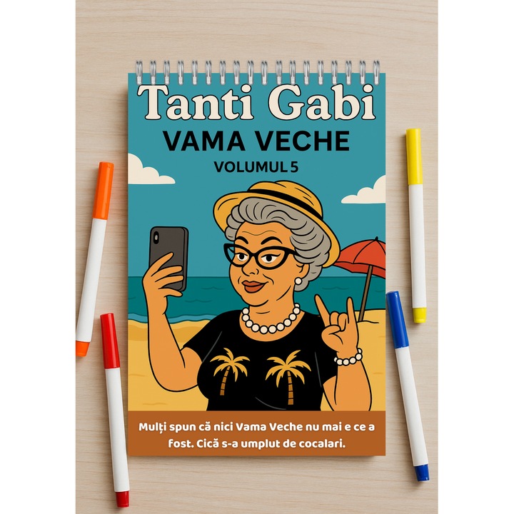 Carte de Colorat pentru Adulti, Tanti Gabi, Volumul 5, Vama Veche, in Limba Romana, 20 Pagini, A4, Carton 160 GSM