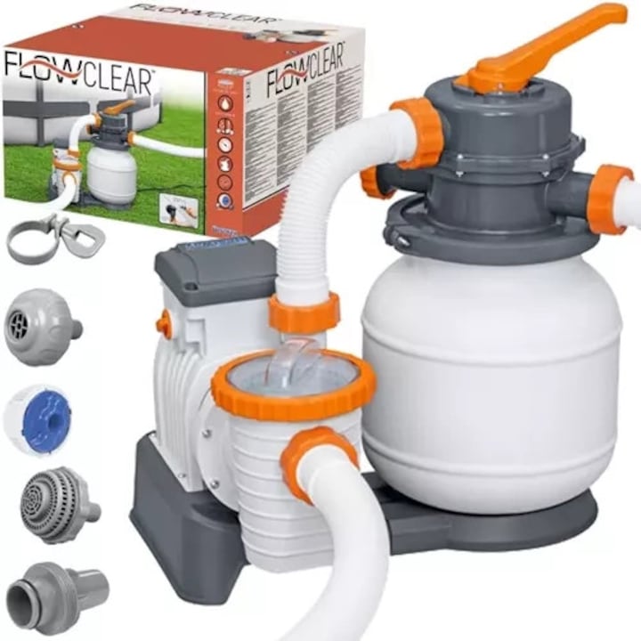Medenceszűrő szivattyú, Bestway, 5678l/h, 230W, 50x45x55cm, 3.1m
