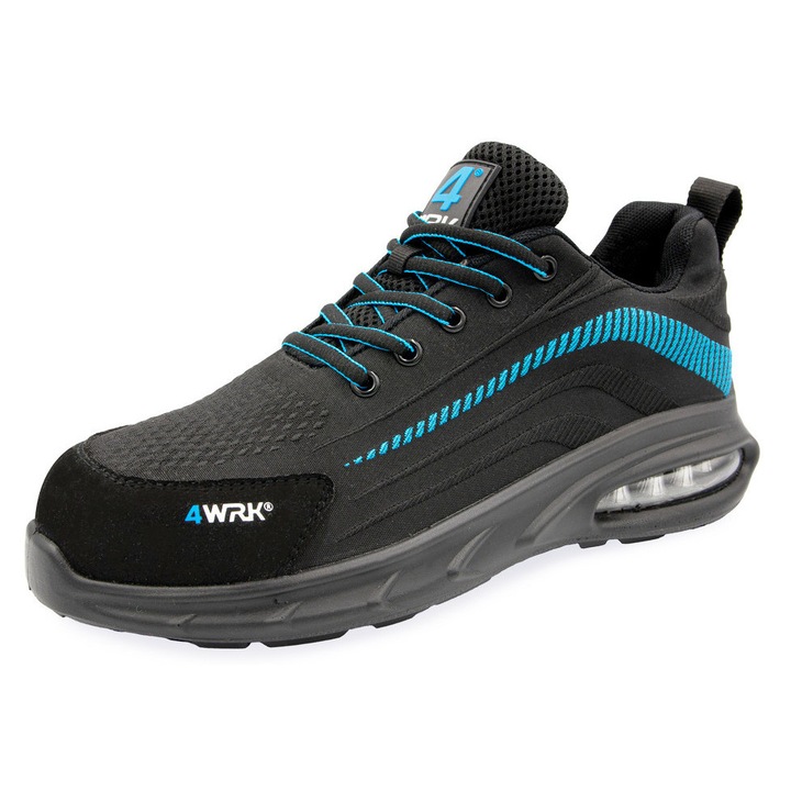 Pantofi de siguranta PGT ALASIA, antiderapanti, cu varf din otel, negru, material flyknit, 41 EU