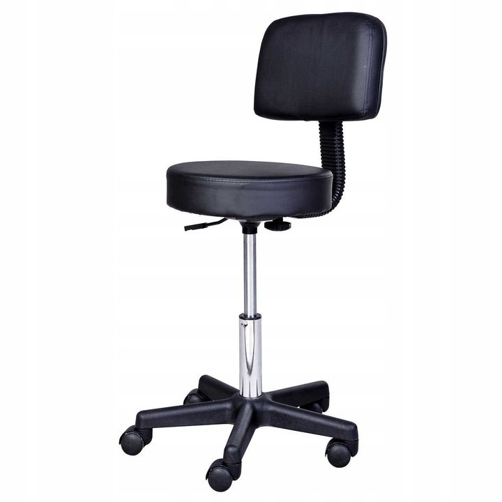 Scaun profesional Pako cu spatar, negru, 35cm, inaltime reglabila 45-54cm, rotite 360°