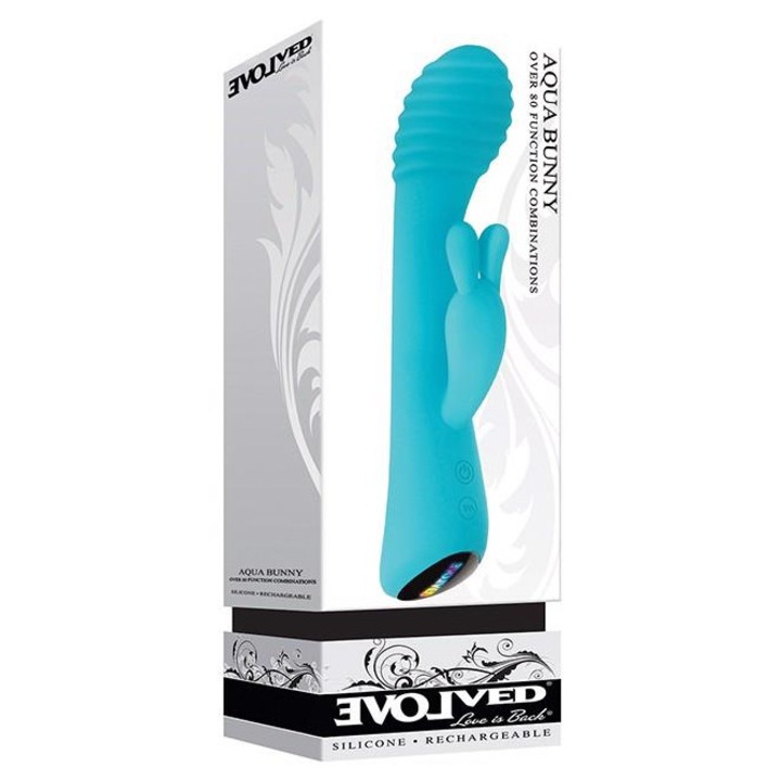 Evolved Aqua Bunny- G-pontos, csiklóizgatós, vízálló vibrátor ( türkiz )