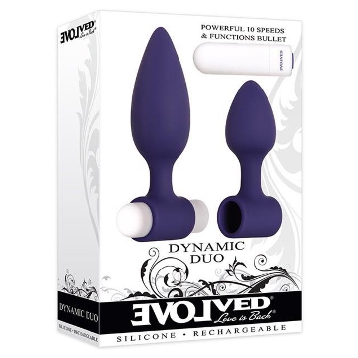 Set de 2 vibratoare anale din silicon, Tonga, dimensiuni mari si mici, waterproof, USB reincarcabil